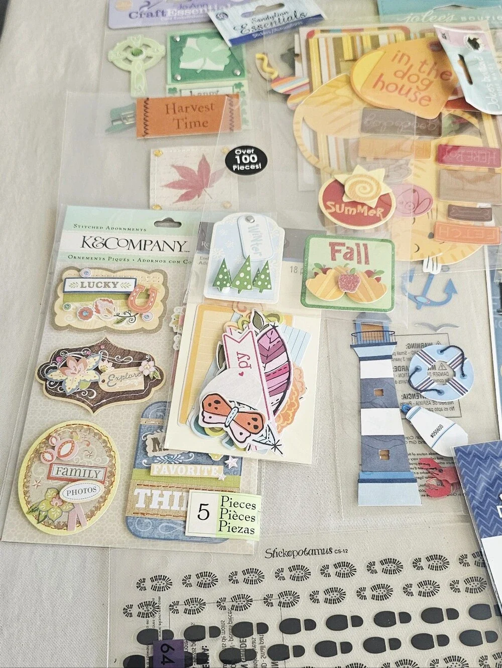 Huge Scrapbooking Supplies Craft Lot Stickers Embellishments Die Cuts